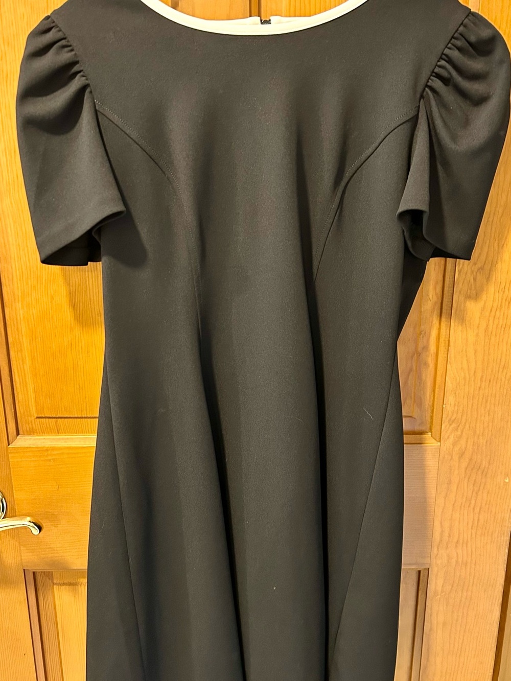 Karl Lagerfeld Black Midi Dress with Puff Sleeves